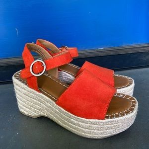 Orange Wedge Heels Size 7.5